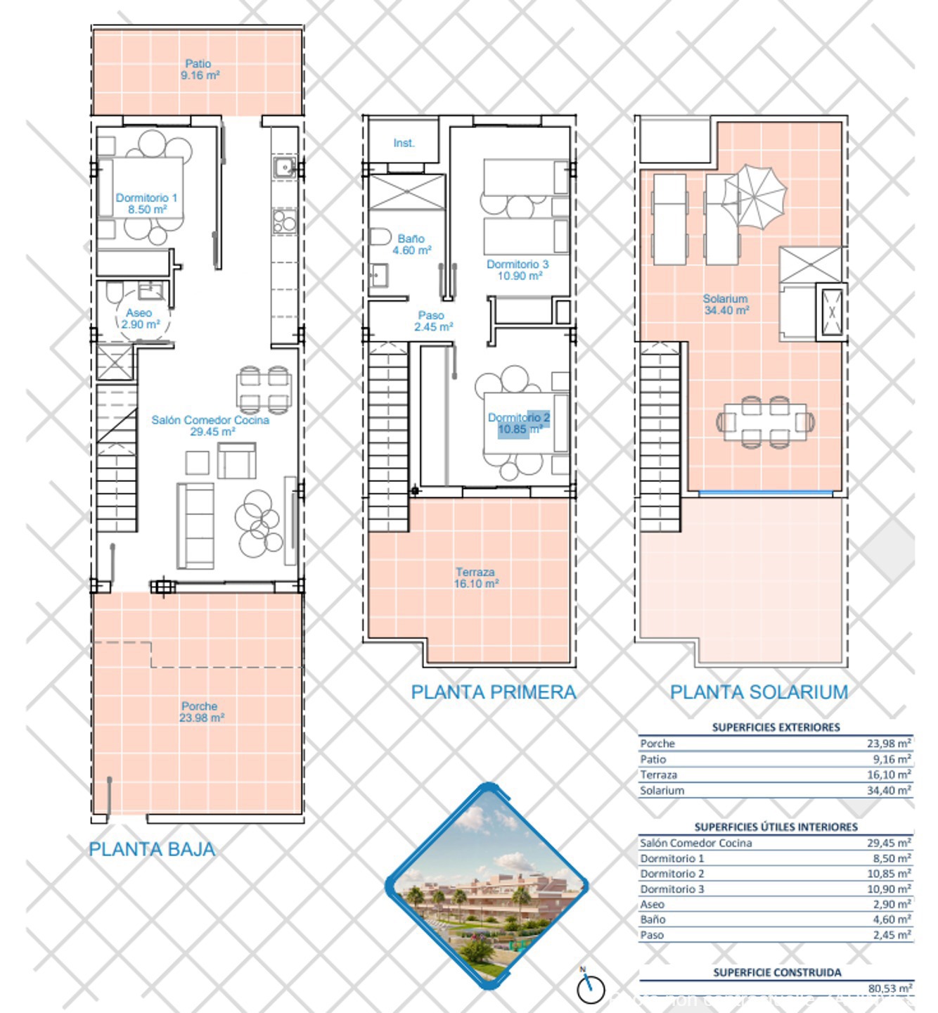Maison jumelée à pilar de la Horadada avec un jardin privatif, terrasse au niveau des chambres et terrasse solarium., Espagne