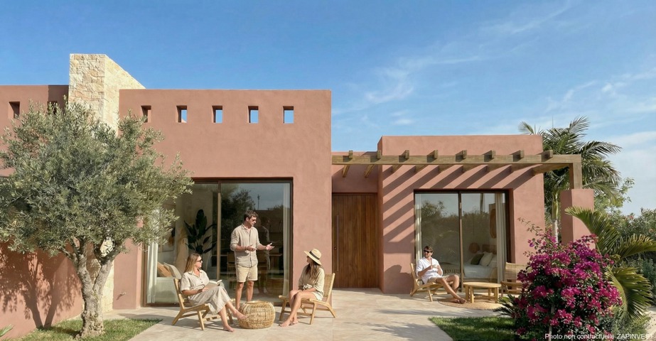 Villa à Roldan dans un résidentiel avec piscine privée mais aussi avec pisicne commune, restaurant et pistes de padel tennis.