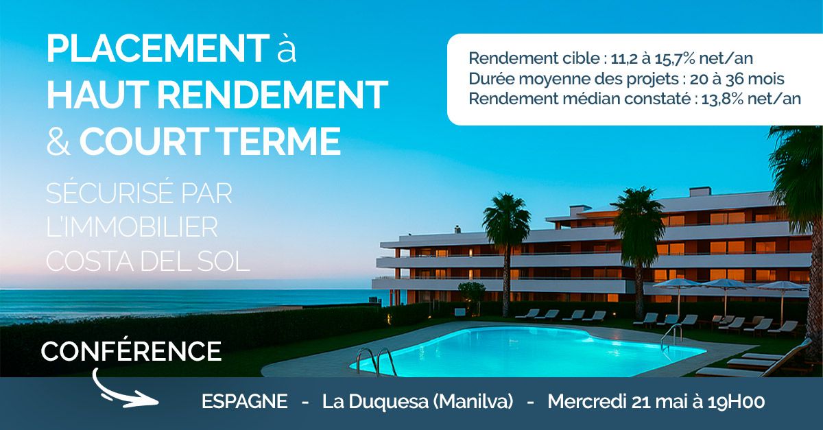 Lors de la conférence du 21 mai 2025 à La Duquesa, David Zapico, CEO de Zapinvest et Bernard Petit, spécialiste en investissement immobilier vous reçoivent en Belgique et en Espagne pour vous présenter une nouvelle façon d'investir !